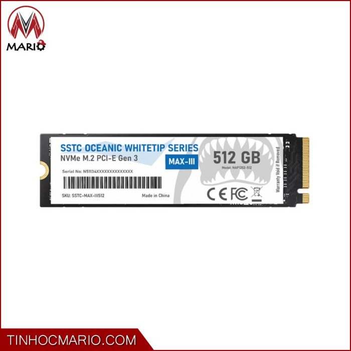 tinhocmario SSD SSTC Oceanic Whitetip 512GB NVMe M.2 MAX-III (Gen3)